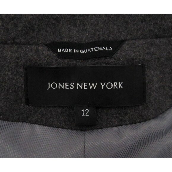Vintage Jones New York Overcoat Womens Sz 12 Charcoal Gray Wool Lined Button Up - Picture 4 of 16